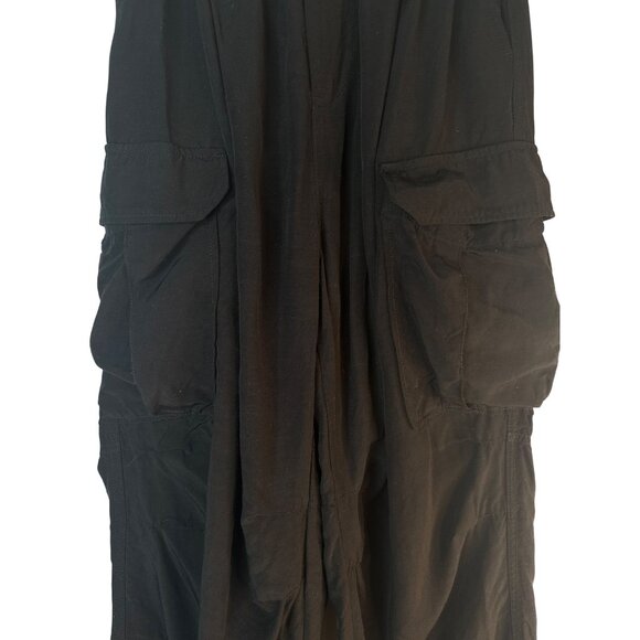 ZARA Cargo Pants XS Black Viscose & Linen - Picture 6 of 13